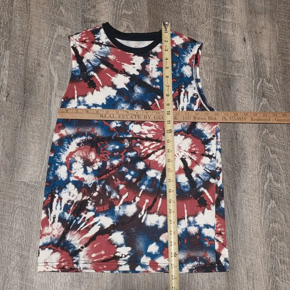 Patriotic Tank Top Summer Youth Crew Neck Sleeveless XL (14-16) Reds White Blue